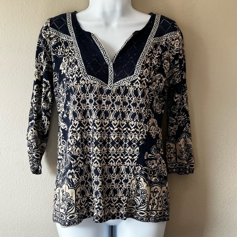 Lucky Brand 3/4 Sleeve Top blouse Size Small